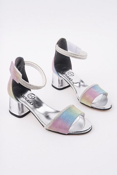 MUGGO Noşa Ankle Strap Glitter Girls' Low Heeled Shoes