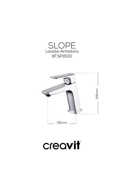 Creavit Slope Faucet Set 3-Piece Bathroom-Washbasin-Sink