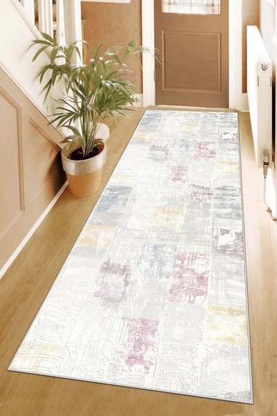 LTS HOME Dijital Kaymaz Yıkanabilir Modern Mutfak Halısı Salon Halısı Yolluk