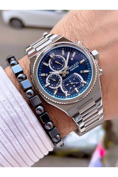 Ferrucci Men's Wristwatch with Steel Cord Function 3 Atm Waterproof with 2 Years Warranty+Bracelet as a Gift