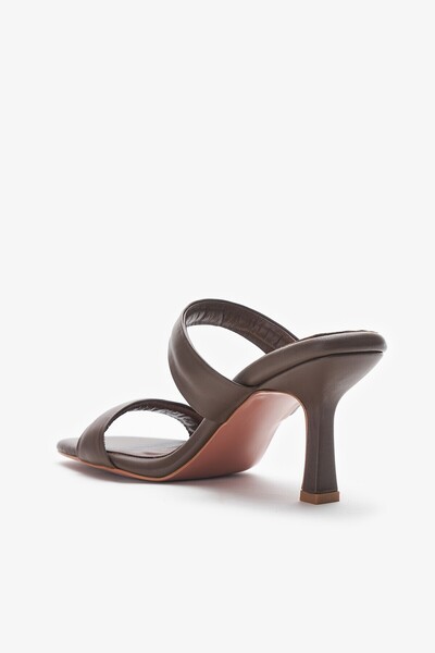 Louis Cardy Valira Brown Genuine Leather Women's Heeled Slippers