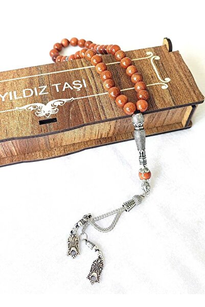 BaharEli Özel Ahşap Kutulu Yıldız Taşı Tesbih - Püsküllü Doğal Taş