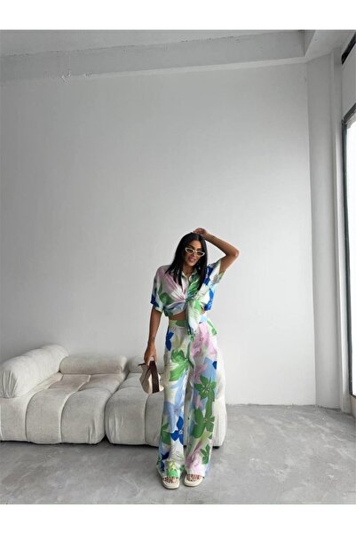 Modayakamoz ΠΡΑΣΙΝΟ ΜΕΓΑΛΟ ΣΧΕΔΙΟ ΛΟΥΛΟΥΔΙ ΣΑΤΕΝ ΠΟΥΚΑΜΙΣΟ-ΠΑΝΤΕΛΟΝΙ ΣΕΤ - Πράσινο