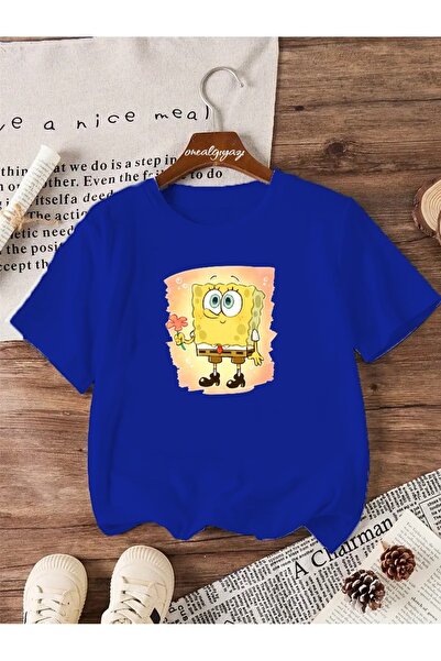 oneagılyazı تي شيرت رومانسي للأطفال مطبوع عليه سبونج بوب مقاس كبير