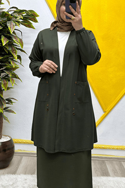 Elmas Tesettür Γυναικεία ζακέτα από ατσάλι με τσέπες μεγάλου μεγέθους Ottoman