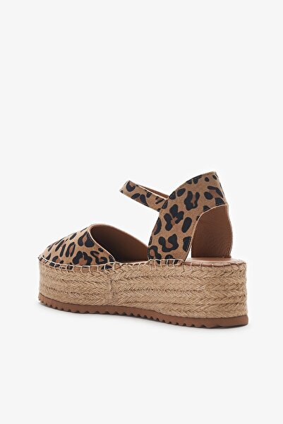 Louis Cardy Lobo Leopard Patterned Genuine Leather Women's Espadrille Sandals