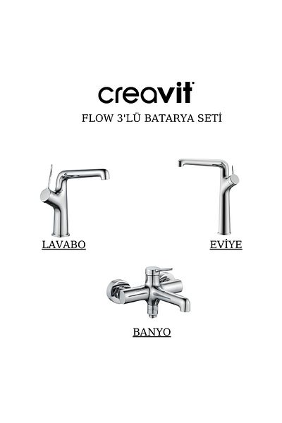 Creavit 3-Piece Flow Faucet Set - Bathroom-Sink-Sink