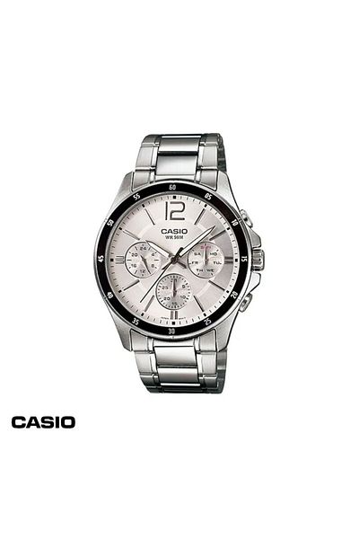 Casio Casio Men's MTP-1374D-7AVDF 43mm Digital Quartz Stainless Steel Strap Watch - Silver