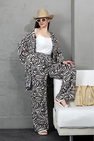 forte bella Patterned Multi Kimono Bottom-Top Set