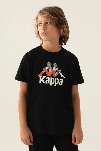 Kappa تي شيرت للأولاد برقبة دائرية مصنوع من القطن بنسبة 100%