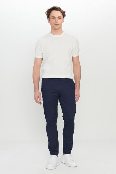 AC&Co / Altınyıldız Classics Men's Navy Blue Cotton Slim Fit Slim Fit Side Pocket Flexible Casual Trousers