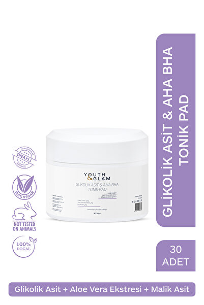 YOUTH&GLAM Glikolik Asit & AHA BHA Tonik Pad - Cilt Tonu Eşitleyici, Gözenek ...