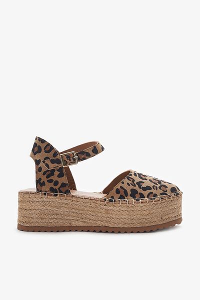 Louis Cardy Lobo Leopard Patterned Genuine Leather Women's Espadrille Sandals