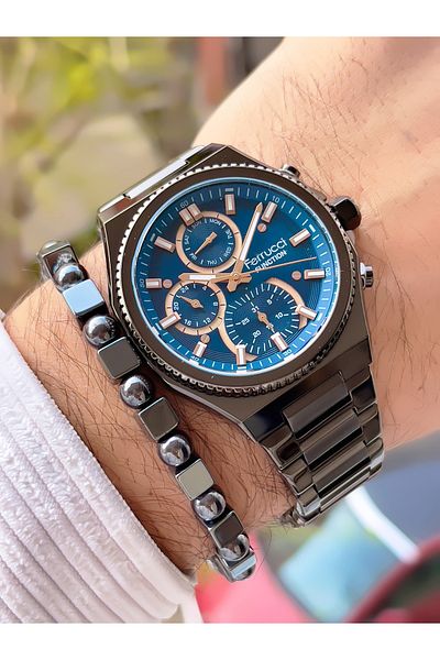 Ferrucci Men's Wristwatch with Steel Cord Function 3 Atm Waterproof with 2 Years Warranty+Bracelet as a Gift