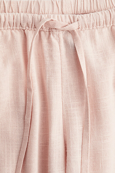 H&M Düz Paçalı ve Büzgü bağlı Pantolon