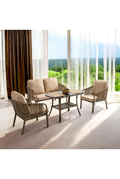 ReHome Capri Swing Artemis İkili Rattan Balkon Bahçe Takımı | Açık Kahve