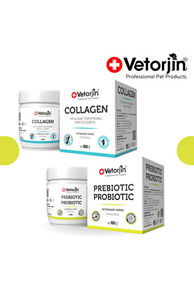Vetorjin Kedi Köpek Probiotic 100 gr + Collagen 100 Gr Sindirim Bağışıklık Ka...