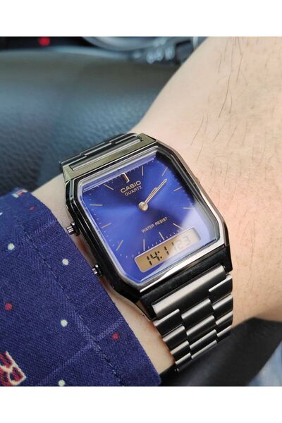 Casio Casio Unisex Quartz Watch, Analog-Digital Display, Stainless Steel Strap AQ-230GG-2A