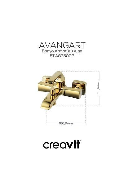 Creavit Avant-Garde Gold Faucet Set 3-Piece Bathroom-Washbasin-Sink