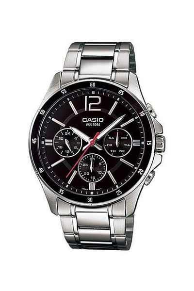 Casio Casio Men's Water Resistant Chronograph Watch MTP-1374D-1AVDF - 44 mm - Silver