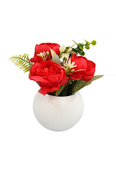 Ella Home Italia Round Flower Vase, Red, Plastic, 17Cm - Red, Plastic, 17cm