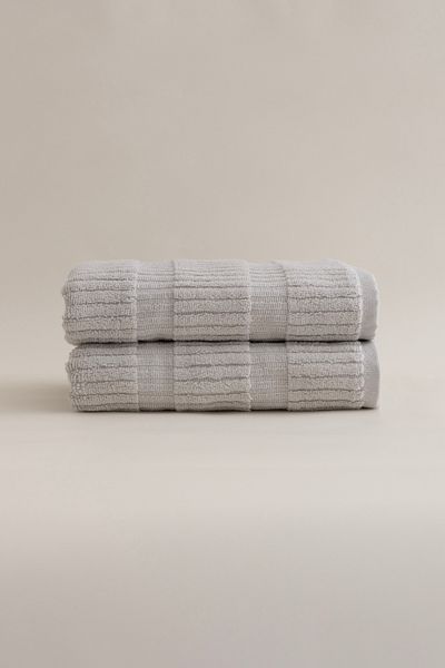 Koza Home Ivory Gray Micro Fiber Hand Face Towel Set - 100% Cotton, Set of 2, 50x90 cm 1108a