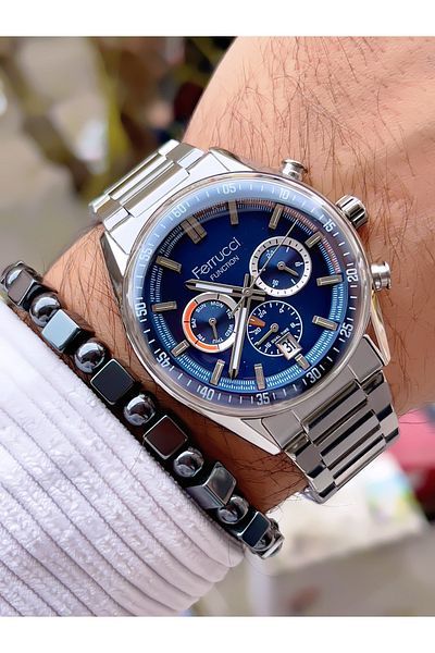 Ferrucci Men's Wristwatch with Steel Cord Function 3 Atm Waterproof with 2 Years Warranty+Bracelet as a Gift