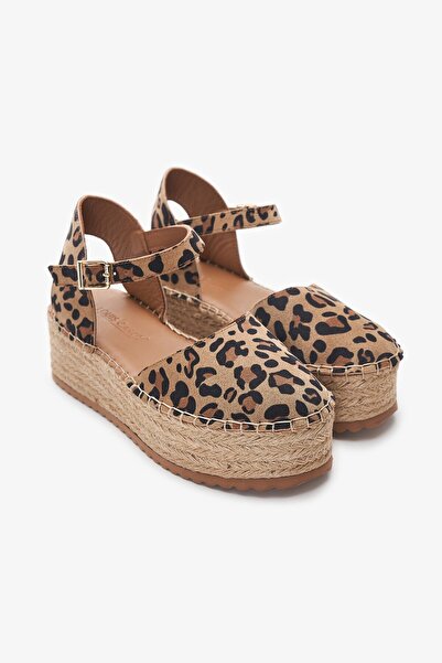 Louis Cardy Lobo Leopard Patterned Genuine Leather Women's Espadrille Sandals