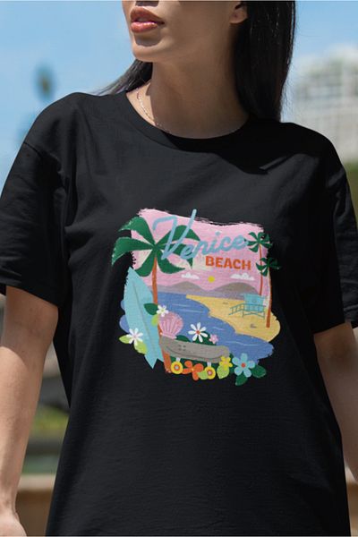 SUNFREE Popular Trend Venice Beach Printed Women's Oversize Tshirt