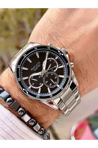Ferrucci Men's Wristwatch with Steel Cord Function 3 Atm Waterproof with 2 Years Warranty+Bracelet as a Gift