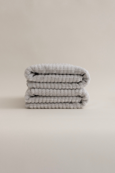 Koza Home Ivory Gray Micro Fiber Hand Face Towel Set - 100% Cotton, Set of 2, 50x90 cm 1108a