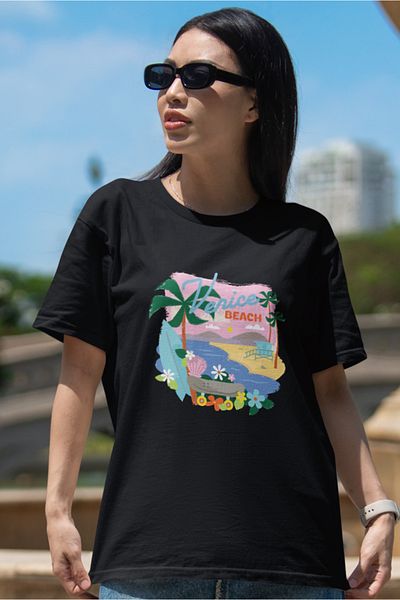 SUNFREE Popular Trend Venice Beach Printed Women's Oversize Tshirt