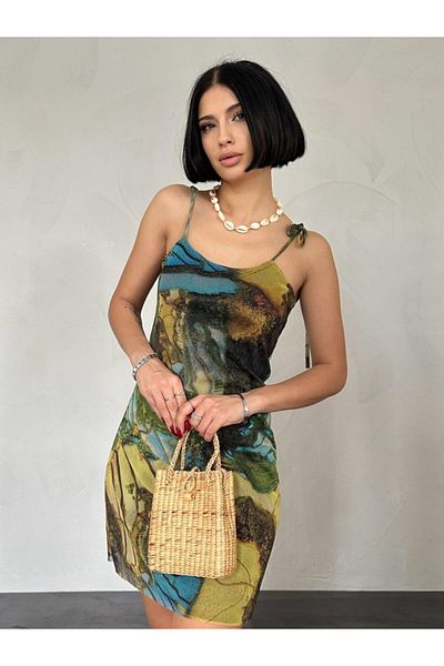 İpeksi Silky Patterned Strap Bastik Dress