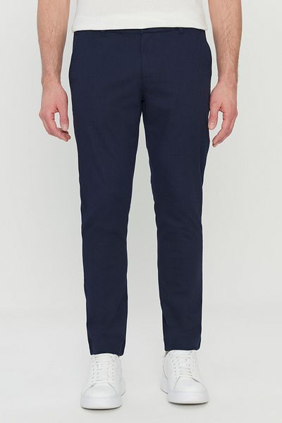 AC&Co / Altınyıldız Classics Men's Navy Blue Cotton Slim Fit Slim Fit Side Pocket Flexible Casual Trousers