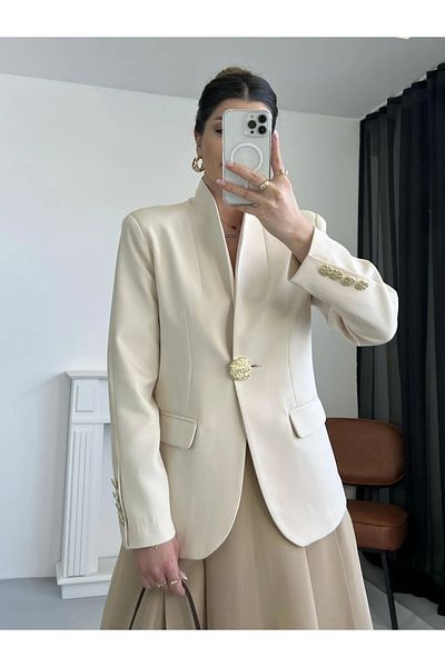 My Blog Stone Big Gold Buttoned Baden Jacket - 501171