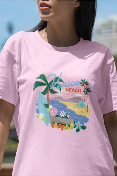 SUNFREE Popular Trend Venice Beach Printed Women's Oversize Tshirt