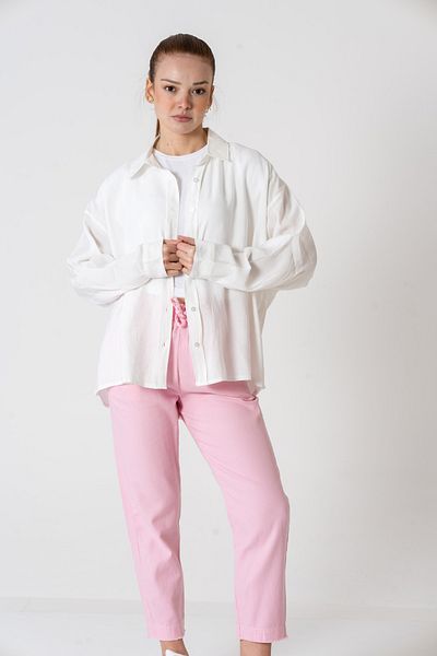 VerdeBlanco Pink Melkekesini Cut Trousers with Tassel Trousers