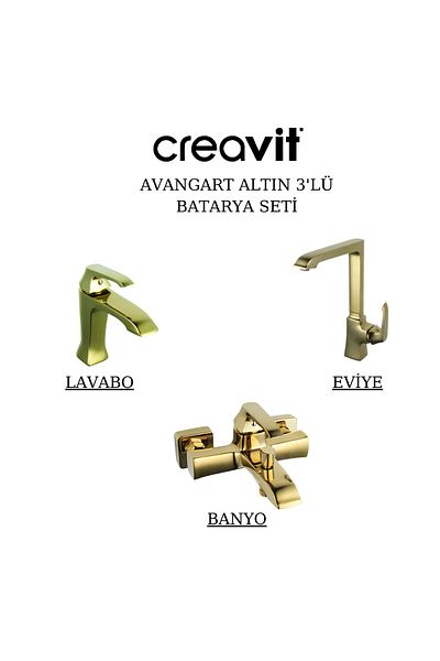 Creavit Avant-Garde Gold Faucet Set 3-Piece Bathroom-Washbasin-Sink