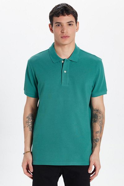Tudors Ανδρικό T-shirt Slim Fit Slim Fit 100% βαμβακερό πράσινο γιακά πόλο