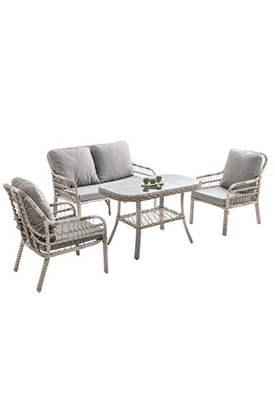 ReHome Capri Swing Pisa İkili Rattan Bahçe Balkon Oturma Grubu | Beyaz | 752