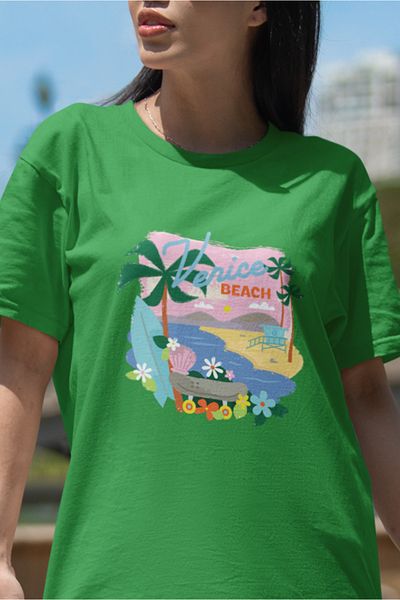 SUNFREE Popular Trend Venice Beach Printed Women's Oversize Tshirt