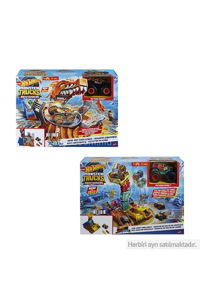 HOT WHEELS Hotwheels Monster Trucks Arena Smashers - Tiger Shark Spin-Out Challenge HNB93/HNB92