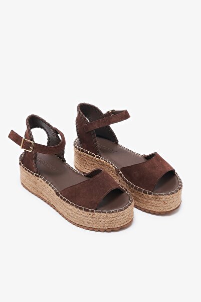 Louis Cardy Calas Brown Genuine Leather Women's Espadrille Sandals