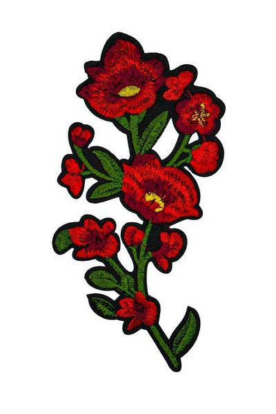 Hangora Applique Iron-On Large Flower Red Crest 10X7 cm