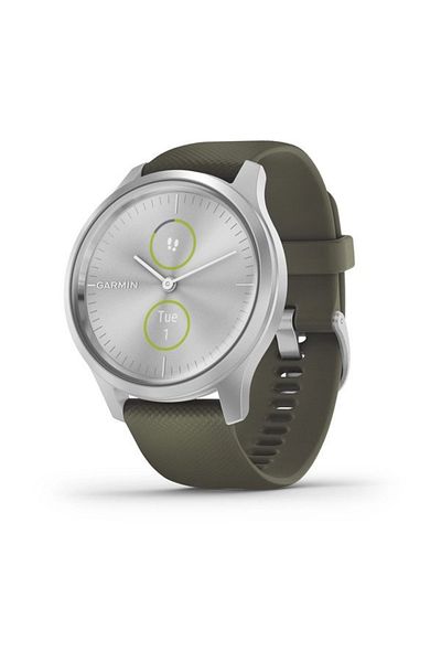 Garmin GARMIN VIVOMOVE STYLE, SILVER ALUMINIUM CASE WITH MOSS SILICONE BAND