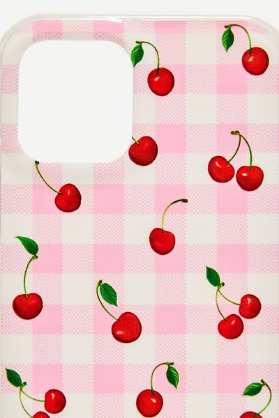 Bershka Gingham and cherry iPhone case