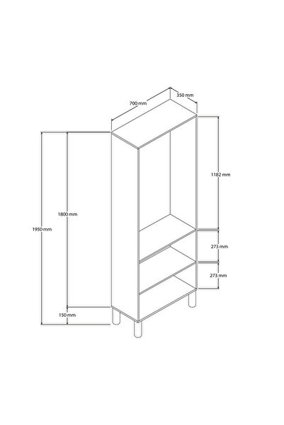 Mezza 5094 ROMA 4 KAPAKLI (MEMBRAN) 5 ASKILI BOHEM PORTMANTO ATLANTİK ÇAM - BEYAZ