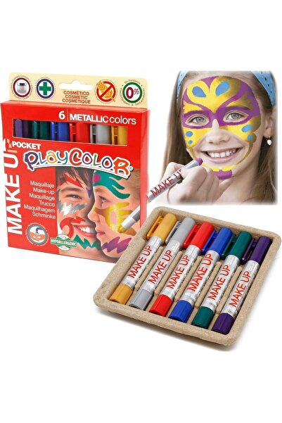 Playcolor 01011 5 جرام من أقلام تلوين الوجه المعدنية للجيب (عبوة من 6 قطع)