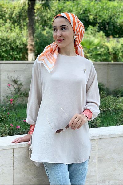 Moda Rosa 25Y4153 - Beige - Broched Aerobin Tunic