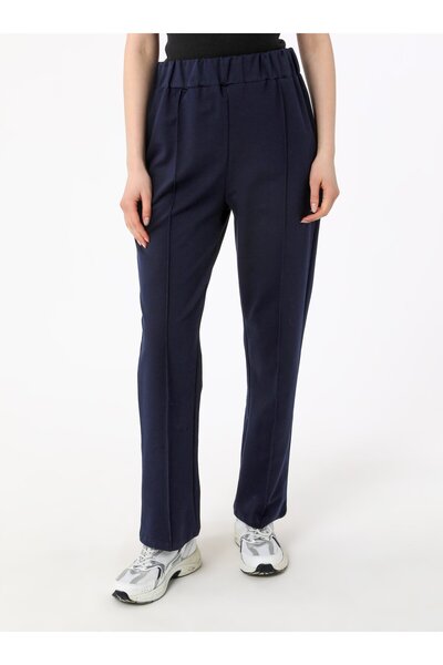 Benin Basic Crew Neck Raglan Sleeve Long Double Tracksuit Set - Navy Blue -